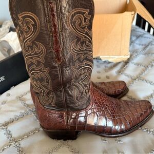 Lucchese Brown Crocodile Cowboy Boots